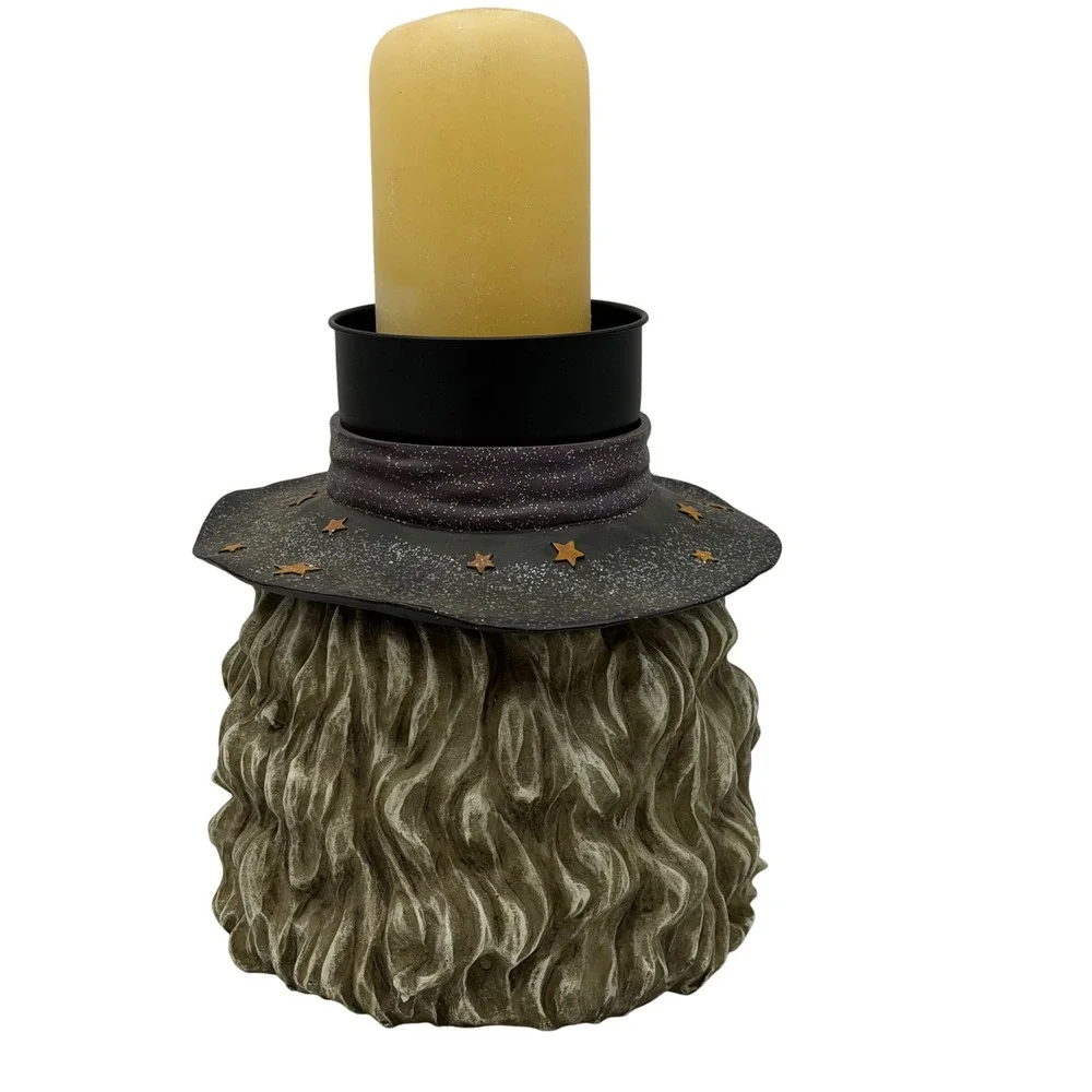 Vtg Lg Kirkland Halloween‎ Grinning Witch Head Pillar Candleholder Costco READ